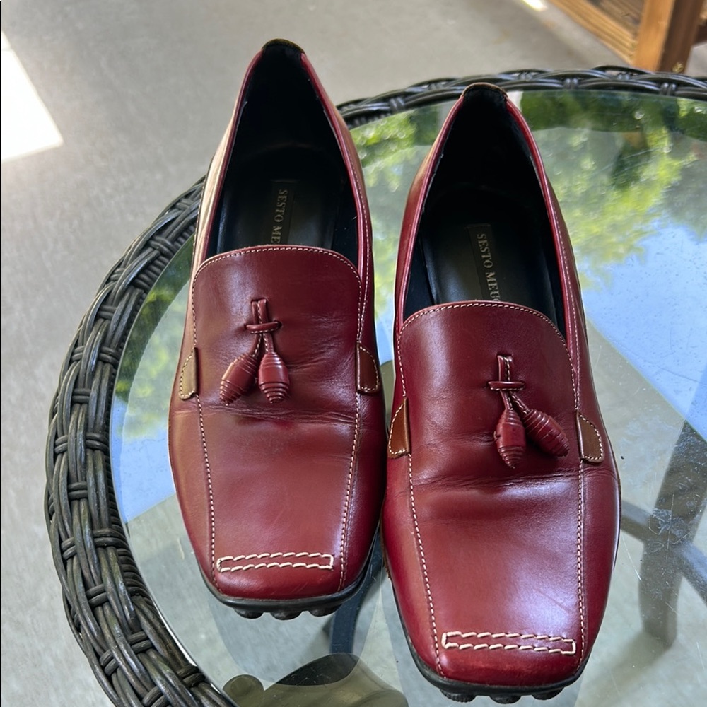Made in Italy loafers Sesto Meucci Burgundy and brown leather size 8